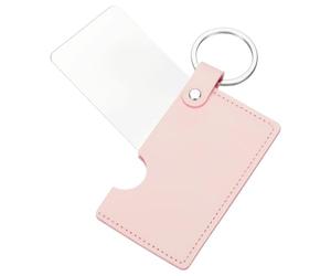sourcing map Pequeño espejo rectangular de bolsillo para bolso, espejo de maquillaje compacto de acero inoxidable con funda de cuero para mujeres, niñas, bolso, regalo, Pink, S, Moderno