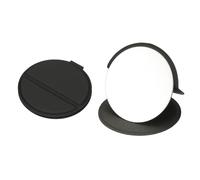 sourcing map Pequeño espejo redondo de bolsillo para bolso, espejo compacto de mano de acero inoxidable de 3 pulgadas con funda de cuero para mujeres, niñas, bolso, regalo (negro)