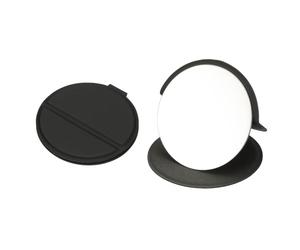 sourcing map Pequeño espejo redondo de bolsillo para bolso, espejo compacto de mano de acero inoxidable de 3 pulgadas con funda de cuero para mujeres, niñas, bolso, regalo (negro)