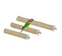 sourcing map Perca para loros, juguete de madera para loros, palo de molienda de patas, accesorios de jaula de pájaros, 3 tamaños (color madera, 3 piezas) juguetes para pájaros diseñados para jaula