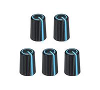 sourcing map Perilla de control de potenciómetro ABS para guitarra eléctrica, amplificadores de potencia, estéreos, tono de volumen de graves de 270 grados, color negro y azul, 5 unidades