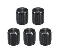 sourcing map Perilla de control de potenciómetro ABS para guitarra eléctrica de eje D de 6 mm, amplificadores de potencia estéreo, bajo de 180 grados, perilla de plástico de aluminio negro, 5 unidades