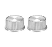 sourcing map Perilla de control de potenciómetro ABS para guitarra eléctrica de eje D de 6 mm, amplificadores de potencia estéreo, perilla giratoria plateada, 2 unidades