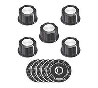 sourcing map Perilla giratoria de potenciómetro de 6mm de Eje de inserción con Placa frontal de marcado de 40mm 0-100, 5 unidades