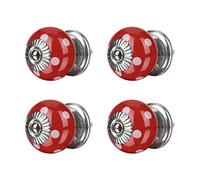 sourcing map Perillas de cerámica redonda Tirador de Cajón de Armario ropero sustitución 4uds rojo