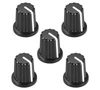 sourcing map Perillas de Control de Potenciómetro Tipo D de 6 mm para Perillas de Tono de Volumen de Acrílico de Guitarra Eléctrica, Negro Blanco, 5 Piezas (180 Grado)