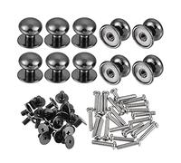 sourcing map Perillas redondas de 12 mm de diámetro, 24 piezas de aleación de zinc para tiradores de cajón, caja de regalo, pomos de puerta con tornillos, color negro