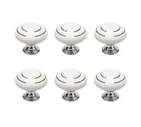 sourcing map Perillas Vintage Cerámica Manija De Cajón Armario Ropero Armario Escritorio Aparador Círculo plateado + blanco 6 pcs