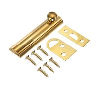 sourcing map Perno de superficie de latón macizo de 3 pulgadas, cerradura de puerta deslizante de seguridad oculta con tornillos, cerradura de puerta francesa pulida para puertas empotradas de armario