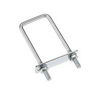 sourcing map Pernos cuadrados en U de 2 "(50 mm) Ancho interior de 130 mm de longitud, acero al carbono M8 con tuercas, placa de marco, arandelas redondas 4 juego
