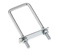 sourcing map Pernos cuadrados en U de 50 mm de ancho interior de 150 mm de largo, acero al carbono M8 con tuercas, placa de marco, arandelas redondas, juego de 4