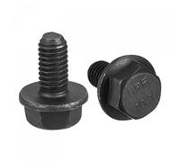 sourcing map Pernos de brida hexagonal M6x12mm, 10 tornillos de cabeza hexagonal de acero al carbono de grado 10,9