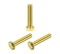 sourcing map Pernos hexagonales de latón, M8 x 40 mm, 3 piezas, completamente roscado, grado 4.8, tornillos de cabeza hexagonal de latón macizo para maquinaria