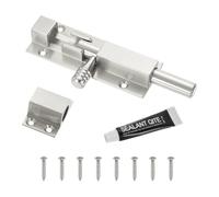 sourcing map Pestillo de perno de barril, cerradura de seguridad deslizante de acero inoxidable de 4 pulgadas con tornillos, cerraduras de perno deslizante para puertas de granero, armarios, puertas