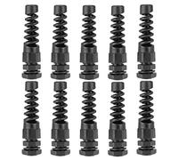 sourcing map PG7 Cable Abrazadera 3mm-6.5mm Cable Agujero Impermeable Nylon Junta Ajustable Contratuerca con Alivio Tensión Negro 10Uds