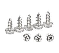 sourcing map Phillips Hex Arandela Tornillos autorroscantes, M4 x 12 mm 304 Acero inoxidable Hex brida chapa tornillo 100 piezas