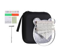 sourcing map Piano de pulgar de 21 teclas, piano de dedo portátil transparente con caja de transporte, calcomanías de notas musicales, martillo de afinación, paño de limpieza, regalos