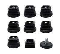 sourcing map Pies Niveladores Ajustables De 40 40 Xmm Inserción De Tubo Cuadrado Pata De Sofá 8 juegos 40x40xM8 + 37