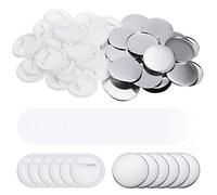 sourcing map Piezas de botón trasero en blanco, 58 mm, 2.25 pulgadas, 200 juegos de botones de costura, cubierta de metal redonda, película transparente para máquina de hacer botones