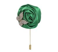 sourcing map Pin de solapa para trajes, broche de flores de tela hecho a mano con hoja/cadena, Medium, Metal