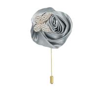 sourcing map Pin de solapa para trajes, broche de flores de tela hecho a mano con hoja/cadena, Medium, Metal