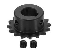 sourcing map Piñón de cadena #25 de 12 mm, diámetro exterior de 35,5 mm, 16 dientes de acero al carbono C45 ANSI #25, agujero redondo con ranura de 5 x 2,3 mm y tornillos de fijación para cadena ISO