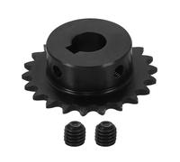 sourcing map Piñón de cadena #25 de 12 mm, diámetro exterior de 47,5 mm, 22 dientes de acero al carbono C45 ANSI #25, agujero redondo con ranura de 5 x 2,3 mm y tornillos de fijación para cadena ISO