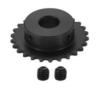 sourcing map Piñón de cadena #25 de 14 mm de diámetro exterior de 55,5 mm, 26 dientes de acero al carbono C45 ANSI #25, piñón de rodillo con agujero redondo con tornillos de fijación para cadena ISO