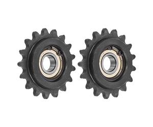 sourcing map Piñón tensor de cadena #35, diámetro de 12 mm, paso de 3/8 pulgadas, tensor de piñón de 17 dientes, piñón de cadena de 35 rodillos de acero al carbono C45 con rodamiento para cadena ISO