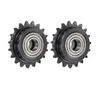 sourcing map Piñón tensor de cadena de rodillo #25, diámetro de 10 mm, paso de 1/4 pulgadas, tensor de piñón de 19 dientes, piñón de cadena de 25 rodillos de acero al carbono C45 con rodamiento para