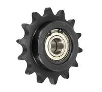 sourcing map Piñón tensor de cadena de rodillo #50, tipo C de 15 mm, paso de 5/8 pulgadas, tensor de 14 dientes con doble rodamiento, acero 1045 con acabado de óxido negro para cadenas ANSI #50 (DIN