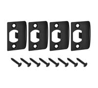 sourcing map Placa de cierre de puerta tipo D, 4 unidades, 57 mm x 45 mm, acero inoxidable 201, placa de cierre para marco de puerta, color negro