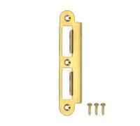 sourcing map Placa de Golpe para Puerta, 145mm x 36mm, Acero Inoxidable 201, Placa de Golpe de Cerrojo para Marco de Puerta, Marco de Jamba, Borde Redondo Dorado