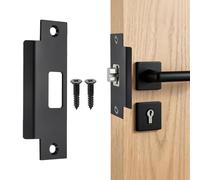 sourcing map Placa de seguridad para puerta, 4 27/32 x 1 7/8 pulgadas, placa trasera de puerta con tornillos para puertas interiores y exteriores (negro)