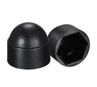 sourcing map Plástico Cúpula Perno Tuerca Protección Tapa Cubiertas, M8/13mm Hexagonal Tornillo Cubierta Negro 50 Piezas