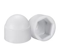 sourcing map Plástico Cúpula Perno Tuerca Protección Tapa Cubiertas, M8/13mm Hexagonal Tornillo Cubierta Blanco 25 Piezas