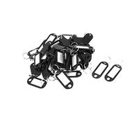 sourcing map Plástico Equipaje tarjeta identificador Etiqueta Para Nombre etiqueta Sostenedor De Clip Llavero 50 piezas Negro