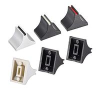 sourcing map Plástico Recto Deslizamiento Potenciómetro Plano Empujar Perilla Insertar Eje 4x16mm Blanco Rojo Plata 15 Piezas