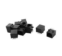 sourcing map Plástico RJ45 PCB Modular Jack Hembra Network Conector Negro 10 Unidades