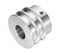 sourcing map Polea tipo V de 17 mm, diámetro exterior de 40 mm, aleación de aluminio de doble ranura para máquina de perforación de eje de motor, correa en forma de poliuretano de 6 mm
