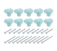 sourcing map Pomos de cerámica para gabinete, 10 pomos de cajón en forma de corazón verde claro, 36 mm, tiradores con tornillos para tocador, muebles de dormitorio, armario, armario