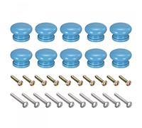 sourcing map Pomos redondos de madera, 10 tiradores de 33 x 23 mm para cajón con tornillos, color azul