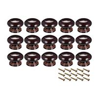 Sourcing Map - Pomos redondos de madera, 15 piezas de 35 mm de diámetro para muebles de cocina, tiradores para aparador de cajón, color marrón oscuro