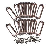 sourcing map Portaetiquetas de metal, 60 x 17 mm, 40 unidades, marco para etiquetas de archivo, para oficina, biblioteca, cajón, gabinete, estantes, tono cobre