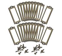 sourcing map Portaetiquetas de metal, 83 x 30 mm, 40 unidades, marco para etiquetas de archivo, para oficina, biblioteca, cajón, gabinete, estantes, tono bronce