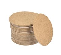 sourcing map Posavasos redondos de 80 mm, 1 mm de grosor, alfombrilla autoadhesiva de corcho para tazas, 50 unidades