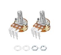 sourcing map Potenciómetro de película de carbono WH148 de B100K OHM, Resistores variables de rotacíon única 2 unidades