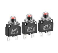 sourcing map Protector de Sobrecarga de Circuito 10A AC125/250V DC32V, Disyuntores Térmicos de Botón con Tapa Impermeable para Compresor de Aire, 3 Piezas