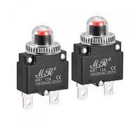 sourcing map Protector de Sobrecarga de Circuito 12A AC125/250V DC32V, Disyuntores Térmicos de Botón con Tapa Impermeable para Compresor de Aire, 2 Piezas