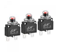 sourcing map Protector de Sobrecarga de Circuito 12A AC125/250V DC32V, Disyuntores Térmicos de Botón con Tapa Impermeable para Compresor de Aire, 3 Piezas